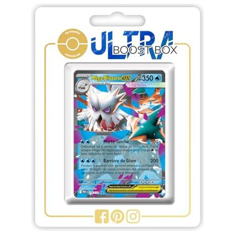 Carte Pokémon Méga-Blizzaroi ex 036/132 en français, recto, issue de la sélection Méga-Évolution 1 ME01 proposée dans un coffret Myboost.