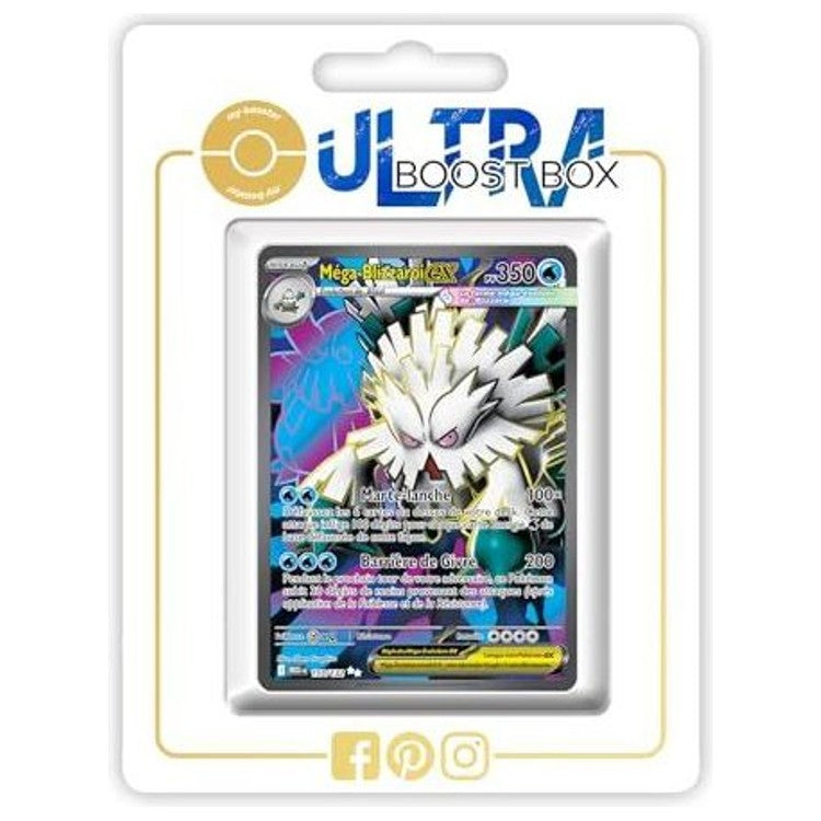 Carte Pokémon Méga-Blizzaroi ex 157/132 Full Art Secrète, édition française du bloc Méga-Évolution 01, vue de face en gros plan