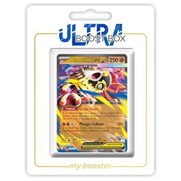 Carte Pokémon Méga Brutalibré ex 116/217 Ultra Rare de l’extension Héros Transcendants, vue de face avec l’illustration complète en français.