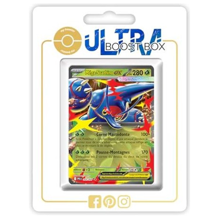 Carte Pokémon Méga-Scarhino ex 004/094 Ultra Rare de l’extension Flammes Fantasmagoriques en français, vue de face avec illustration complète.