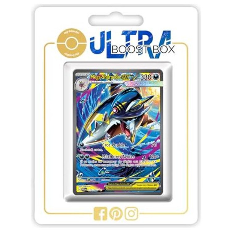 Carte Pokémon Méga-Sharpedo ex 127/094 Alternative Pokémon Gallery Secrète, recto en français de l’extension Flammes Fantasmagoriques Méga-Évolution 02