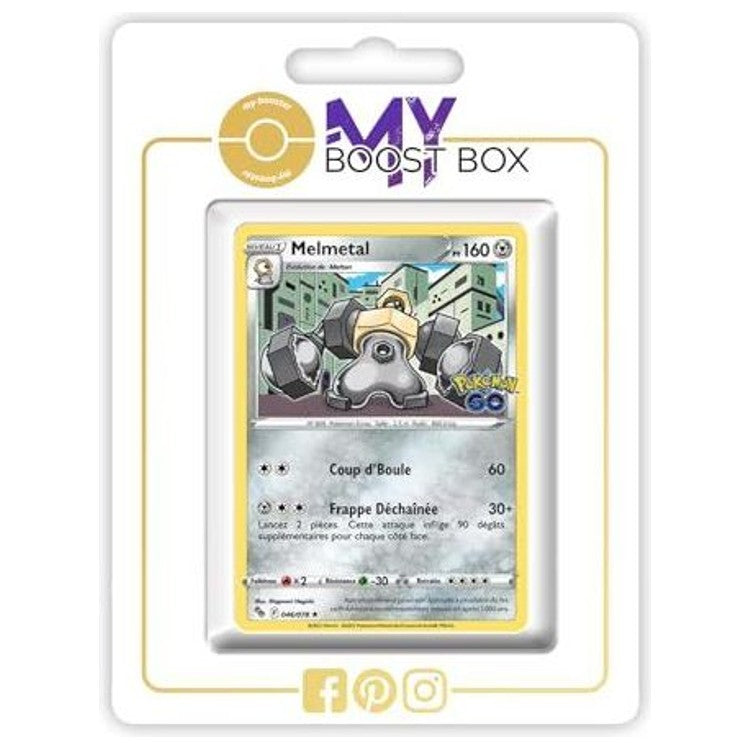 Carte Melmetal visible dans une présentation blanche et dorée, avec ses attaques sous l’illustration.