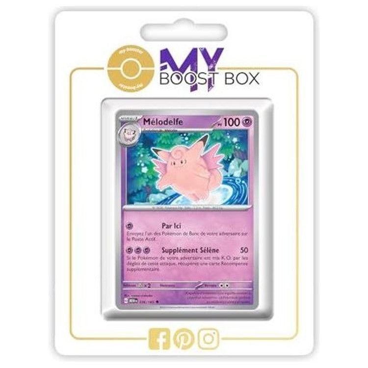 Carte Pokémon Mélodelfe 036/165 en version Reverse de l’extension 151 Écarlate et Violet 3.5, vue de face avec les détails du Pokémon Fée.