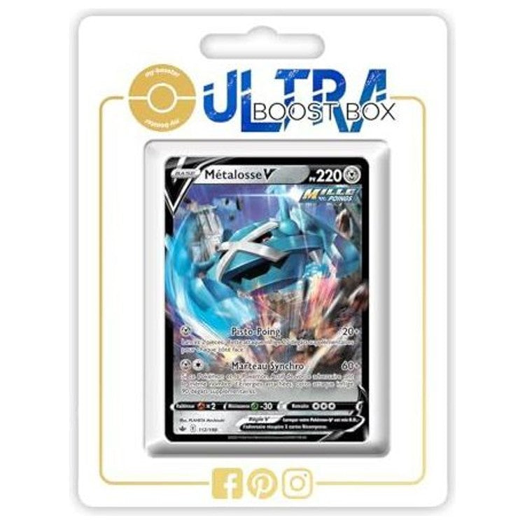 Carte Pokémon Métaloss V 112/198 ultra rare, recto, issue de l’extension Règne de Glace du bloc Épée et Bouclier EB06