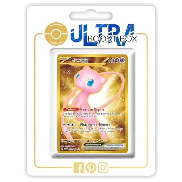 Carte Pokémon Mew ex 205/165 Secrète Gold de l’extension 151 Écarlate et Violet 3.5, vue de face en édition française EV3.5.