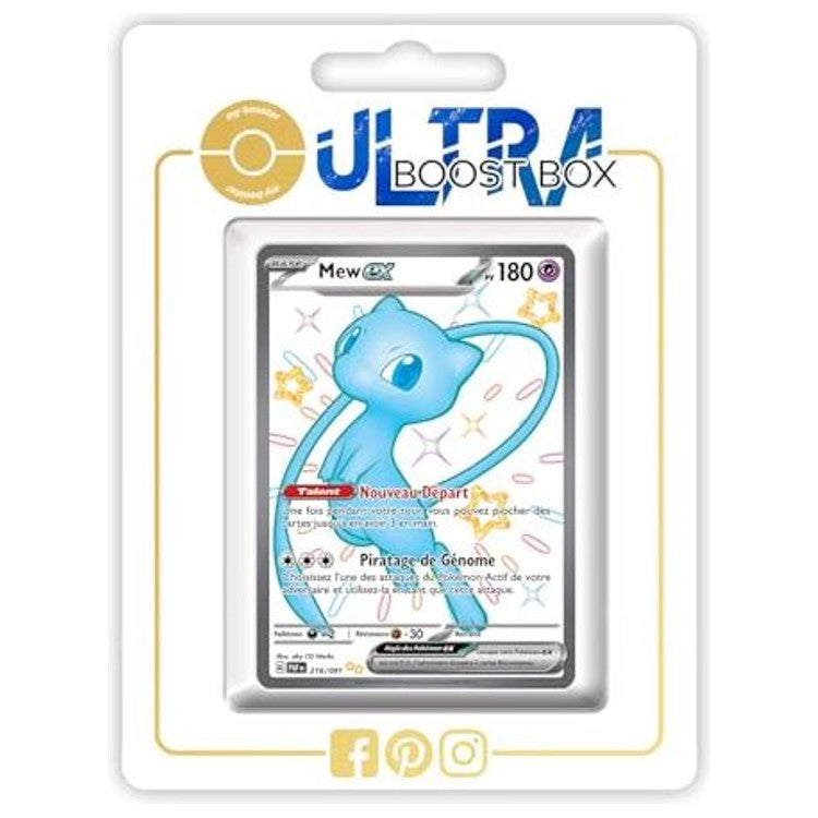 Carte Pokémon Mew ex 216/091 Full Art chromatique secrète recto, édition française Destinées de Paldea Écarlate et Violet 4.5