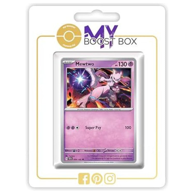 Carte Pokémon Mewtwo 059/142 en version Reverse de l’extension Couronne Stellaire Écarlate et Violet 07, vue de face avec les détails du Pokémon Psy.