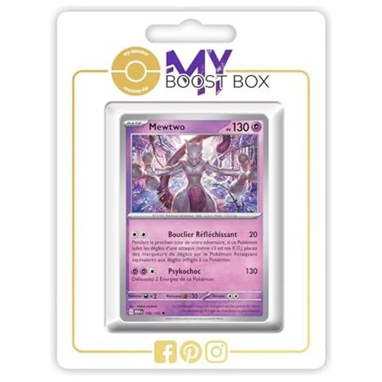 Carte Pokémon Mewtwo 150/165 Holo ou Reverse de l’extension 151 Écarlate et Violet 3.5, vue de face en français