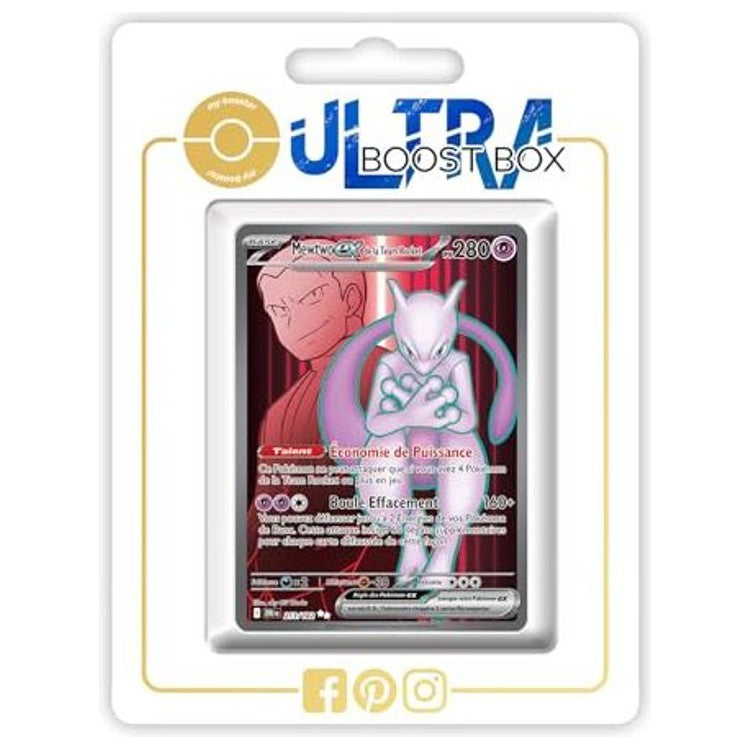 Carte Pokémon Mewtwo ex 213/182 Full Art Secrète de l’extension Écarlate et Violet 10 Rivalités Destinées, vue de face en gros plan.