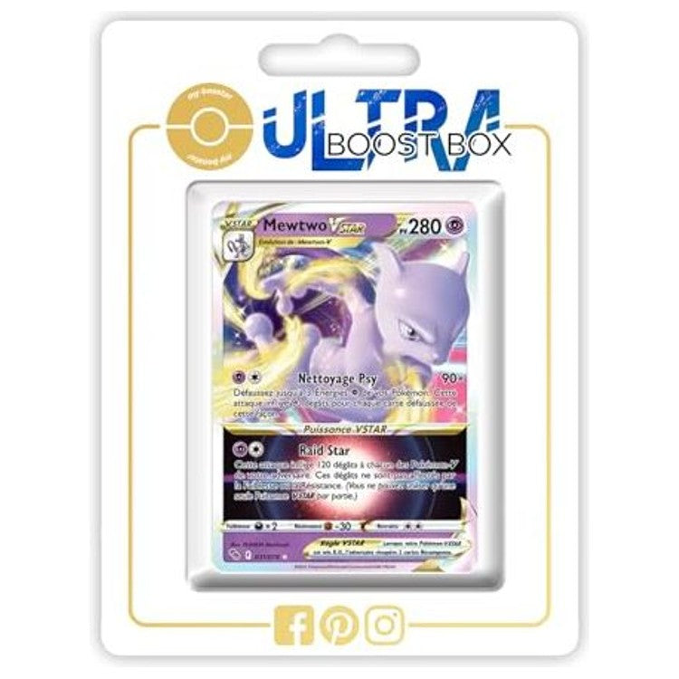 Carte Pokémon Mewtwo VSTAR 031/078 Ultra Rare de l’extension spéciale Pokémon GO bloc Épée et Bouclier 10.5, vue de face en français.