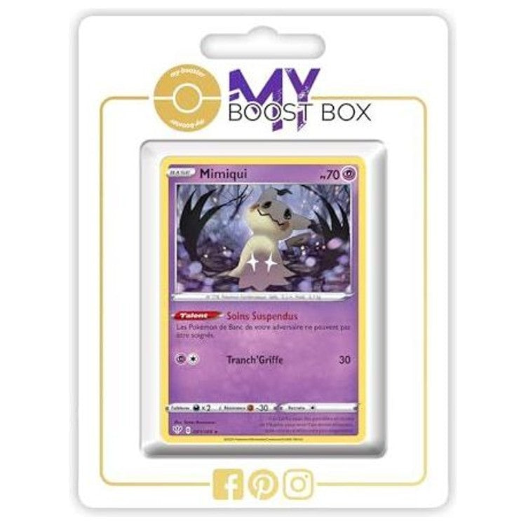 Carte Pokémon Mimiqui 081/189 en version Reverse de l’extension Ténèbres Embrasées, recto en français issue du bloc Épée et Bouclier EB03.