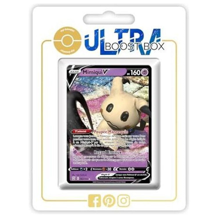 Carte Pokémon Mimiqui V 062/163 en français, recto, issue de l’extension Styles de Combat du bloc Épée et Bouclier EB05
