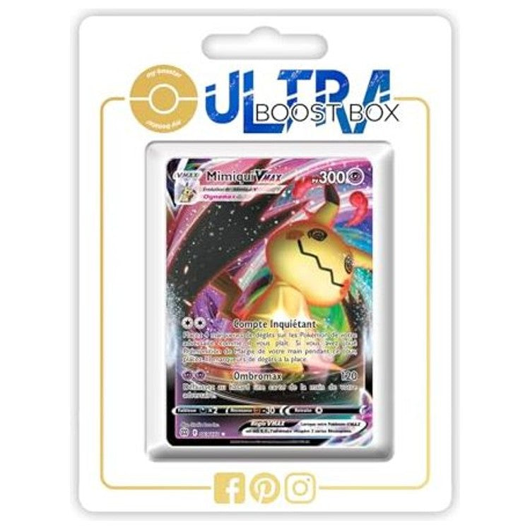 Carte Pokemon Mimiqui VMAX 069/172 Ultra Rare de l extension Stars Etincelantes en francais, vue de face avec artwork complet