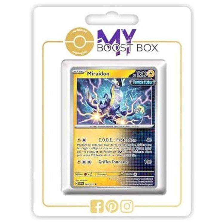 Carte Pokémon Miraidon 069/191 en version Reverse de l’extension Étincelles Déferlantes, bloc Écarlate et Violet EV08, vue de face détaillée.