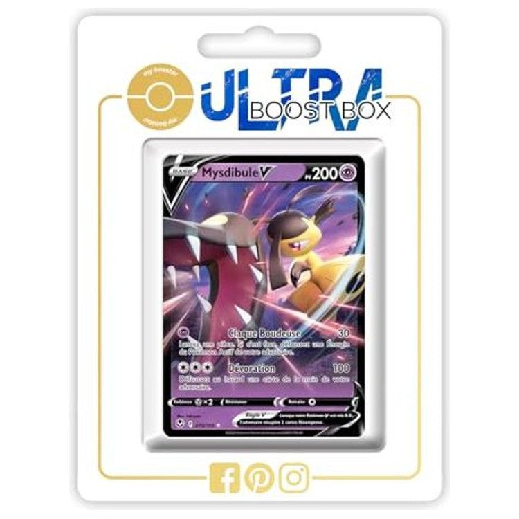 Carte Pokémon Mystibule V 070/195 Ultra Rare de l’extension Tempête Argentée EB12, vue de face avec l’illustration brillante en français.