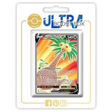 Carte Noadkoko d'Alola V visible à travers la fenêtre d'un emballage blanc marqué ULTRA BOOST BOX.