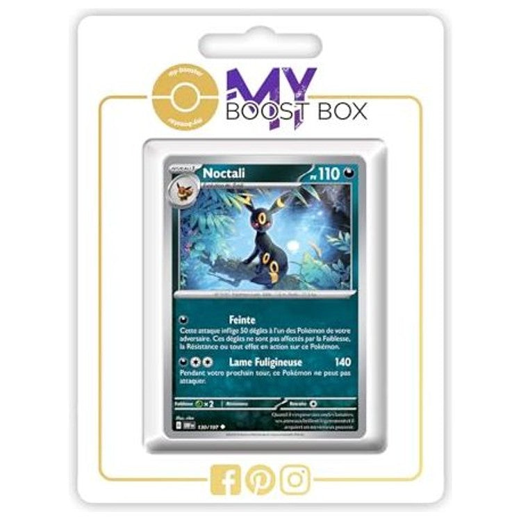 Carte Pokémon Noctali 130/197 en version Reverse de l’extension Flammes Obsidiennes Écarlate et Violet 03, vue de face avec détails du Pokémon Ténèbres.