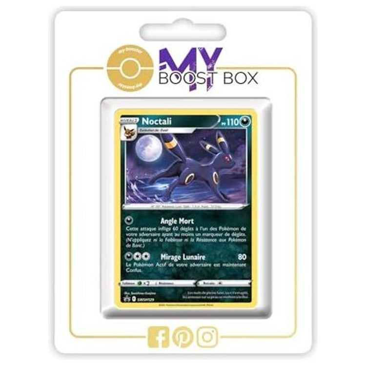 Carte Pokémon Noctali SWSH129 promo Holo, recto en français, issue du bloc Épée et Bouclier et associée à l’extension Évolution Céleste.