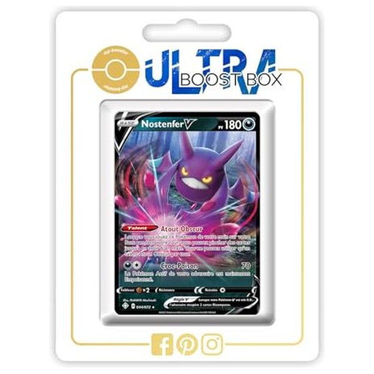 Carte Pokémon Nostenfer V 044/072 Ultra Rare de l’extension Destinées Radieuses EB45, vue de face avec l’illustration complète du Pokémon Ténèbres.