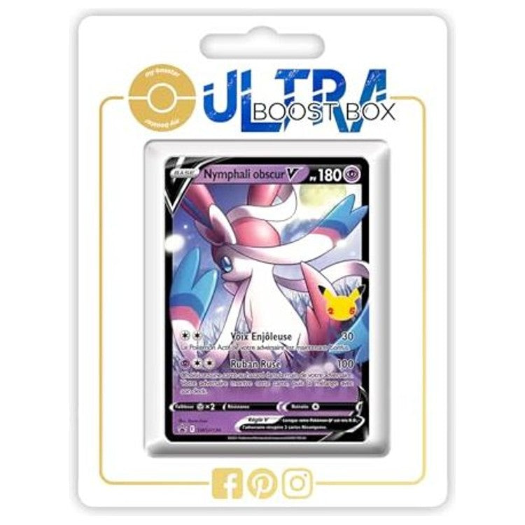 Carte Pokémon Nymphali Obscur V SWSH134 promo en français, vue de face, issue du coffret Ultraboost Célébrations 25 ans Épée et Bouclier.