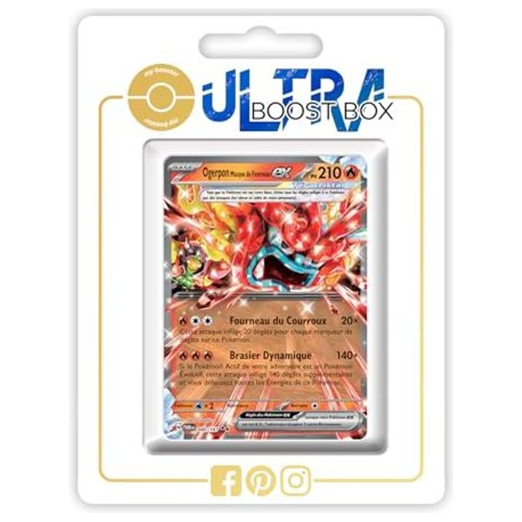 Carte Pokémon Ogerpon Masque du Fourneau ex 040/167 Téracristal, édition française EV06 Mascarade Crépusculaire, vue de face détaillée.