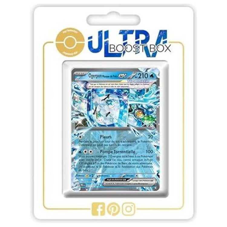 Carte Pokémon Ogerpon Masque du Puits ex 027/131 Téracristal, édition française Évolutions Prismatiques EV08, vue de face en gros plan.