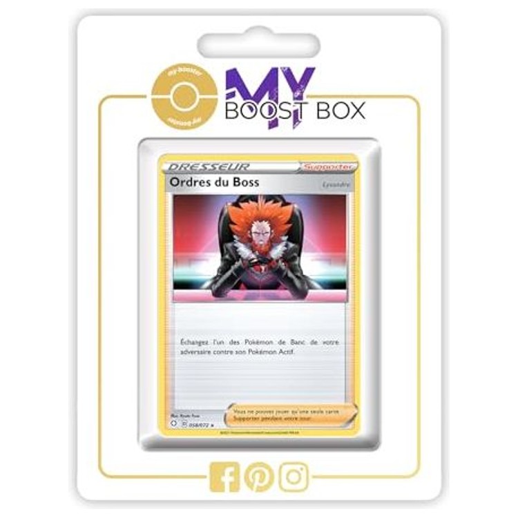 Carte Dresseur Supporter Ordres du Boss (Lysandre) 058/072 en version Holo Reverse de l’extension Destinées Radieuses, vue de face en français.