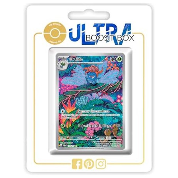 Carte Pokémon Ortide 198/197 Alternative Pokémon Gallery Secrète, recto en français de l’extension Flammes Obsidiennes Écarlate et Violet 03.
