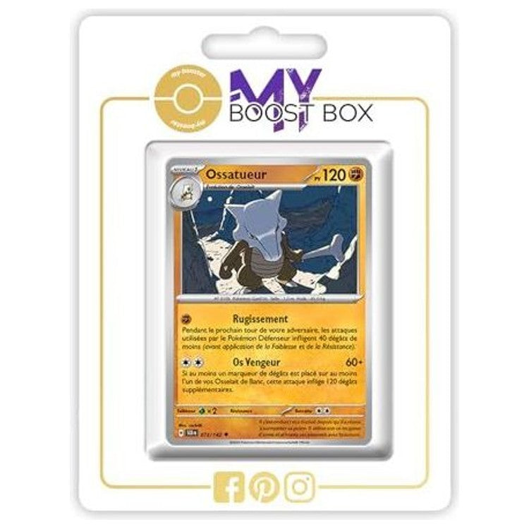 Carte Pokémon Ossatueur 073/142 en version Reverse de l’extension Écarlate et Violet 7 Couronne Stellaire, vue de face avec les détails du Pokémon.