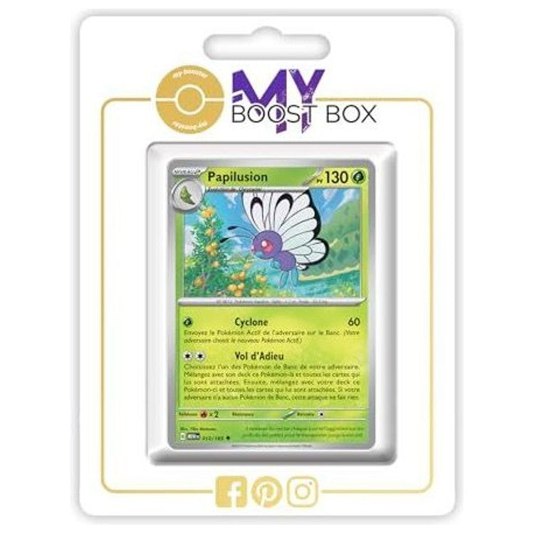 Carte Pokémon Papilusion 012/165 en version Reverse de l’extension 151, recto détaillé montrant le Pokémon Papillon et son effet brillant.