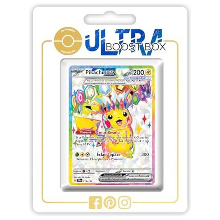 Carte Pokémon Pikachu ex 219/191 Full Art Téracristal secrète EV08, vue de face, issue de l’extension Étincelles Déferlantes en français
