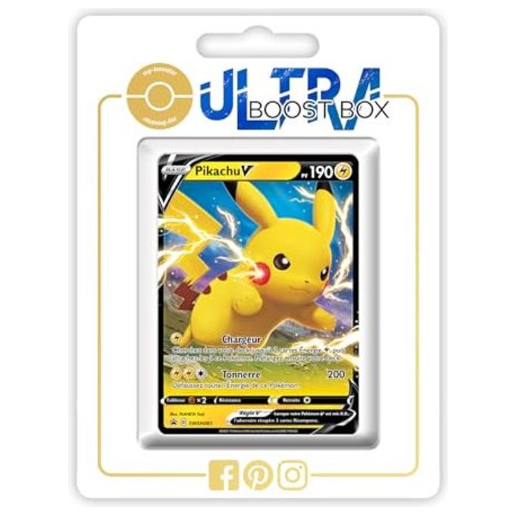 Carte Pokémon Pikachu V SWSH061 promo du bloc Épée et Bouclier, recto en français de l’extension Destinées Radieuses