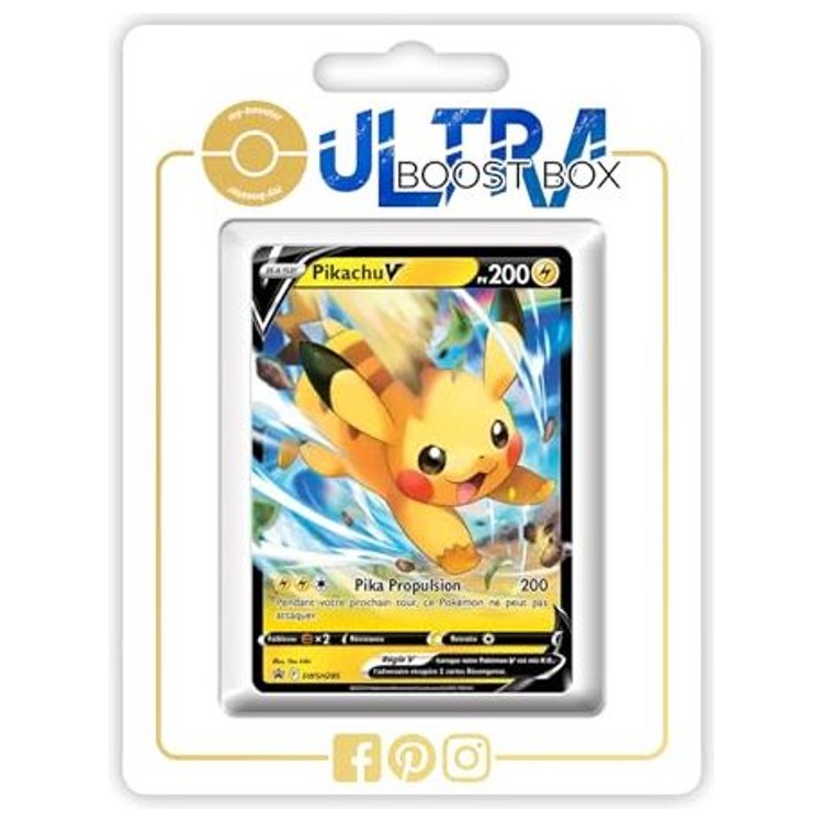 Carte Pokémon Pikachu V SWSH285 promo Zénith Suprême en français, vue de face avec l’illustration complète du Pokémon Électrik.