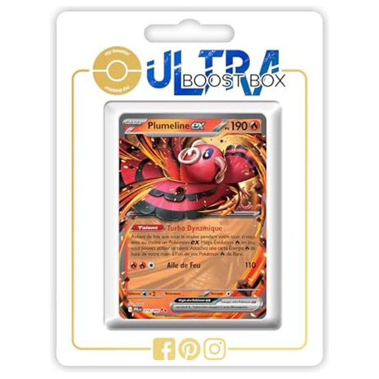 Carte Pokémon Plumeline ex 018/094 ultra rare de l’extension Flammes Fantasmagoriques, recto en français du bloc Méga-Évolution 02