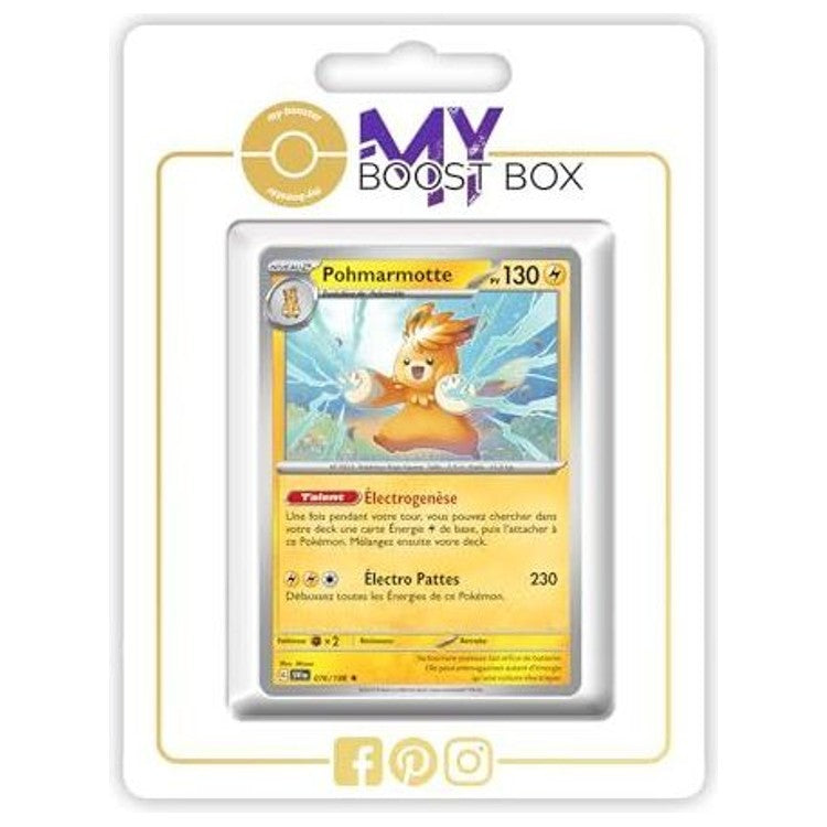 Présentation My Boost Box avec la carte Pohmarmotte visible dans un étui blanc.