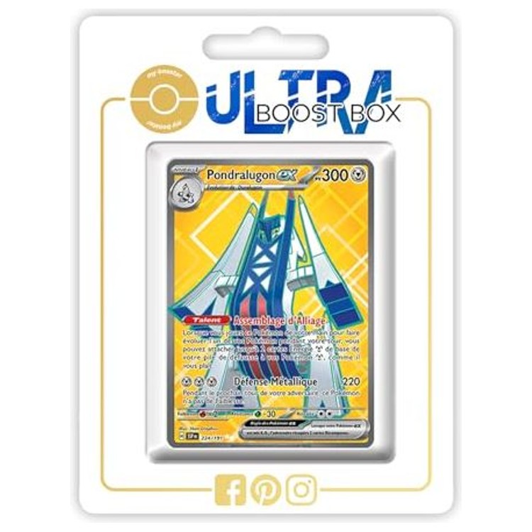 Carte Pokémon Pondralugon ex 224/191 Full Art secrète, édition française de l’extension Étincelles Déferlantes du bloc Écarlate et Violet, vue de face.
