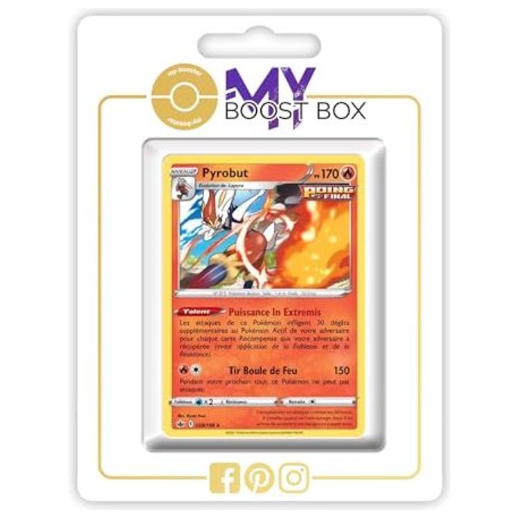 Carte Pokémon Pyrobut 028/198 en version Holo ou Reverse, recto, issue de l’extension Règne de Glace Épée et Bouclier 06