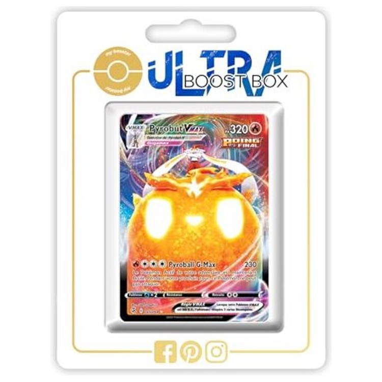 Carte Pokémon Pyrobut VMAX 045/264 ultra rare de l’extension Poing de Fusion Épée et Bouclier 08, vue de face avec l’illustration complète.