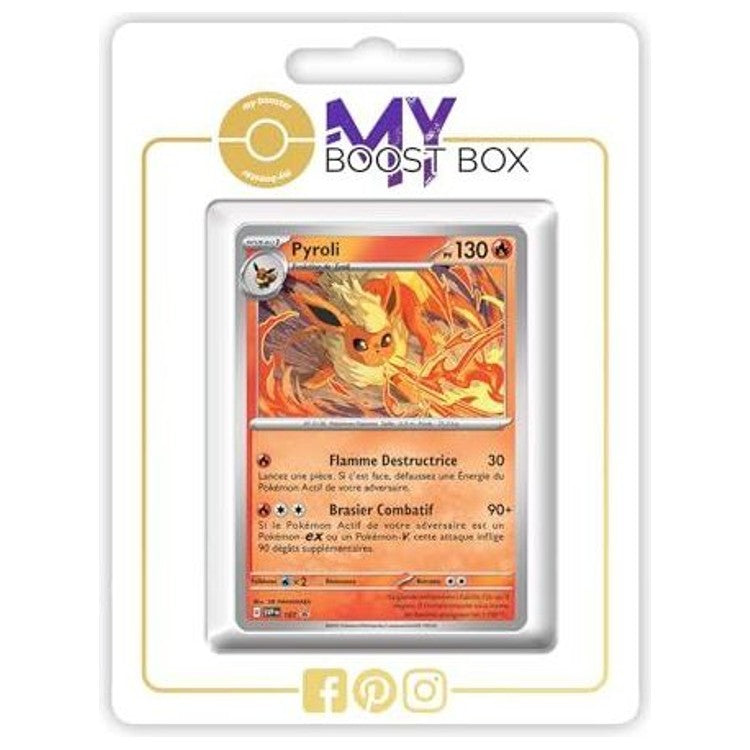 Carte Pokémon Pyroli SV167 Holo de l’extension Évolutions Prismatiques Écarlate et Violet 8.5, vue de face avec illustration flamboyante.