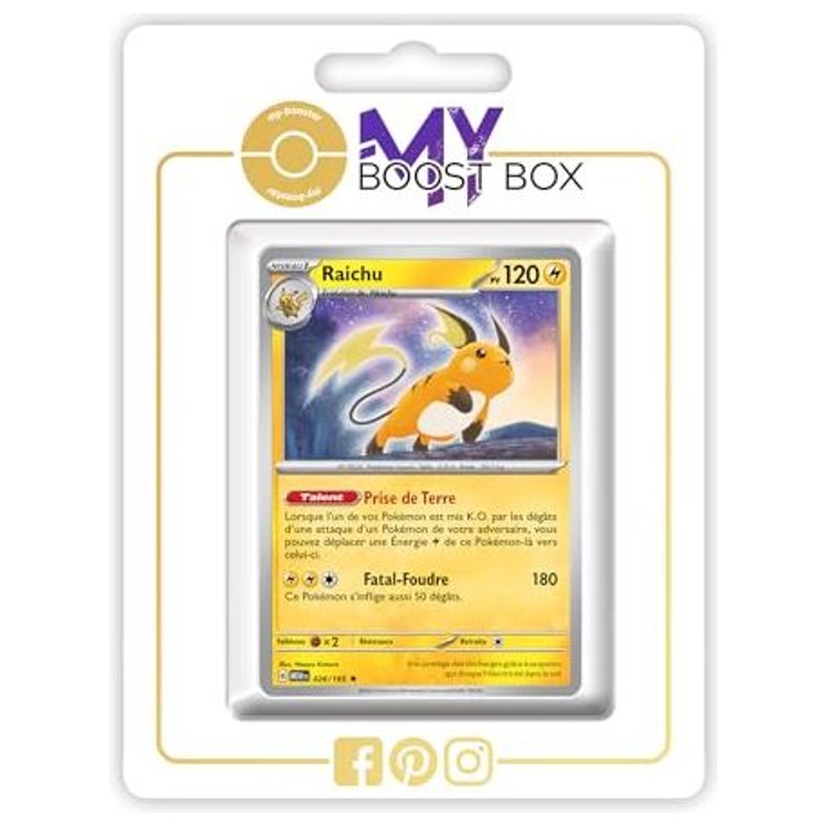 Carte Pokémon Raichu 026/165 Holo ou Reverse de l’extension 151 Écarlate et Violet EV03.5, vue de face avec le Pokémon Électrik en gros plan