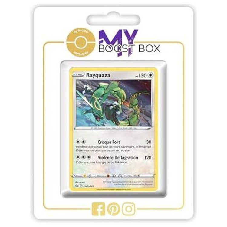 Carte Pokémon Rayquaza SWSH029 Holo promo, vue de face, issue du bloc Épée et Bouclier et liée à l’extension Clash des Rebelles.