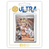 Carte Pokémon Dresseur Recherches Professorales Professeure Olim 240/198 Full Art secrète EV01 en français, vue de face gros plan sur l’illustration.