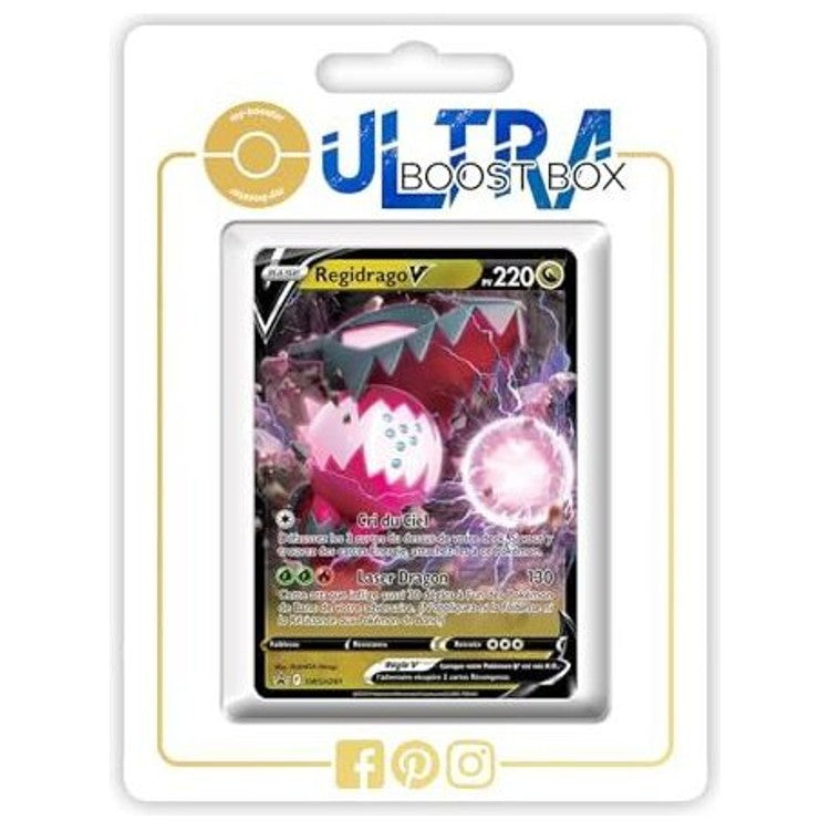 Carte Pokémon Regidrago V SWSH281 promo en français, recto, inspirée de l’extension Zénith Suprême du bloc Épée et Bouclier.