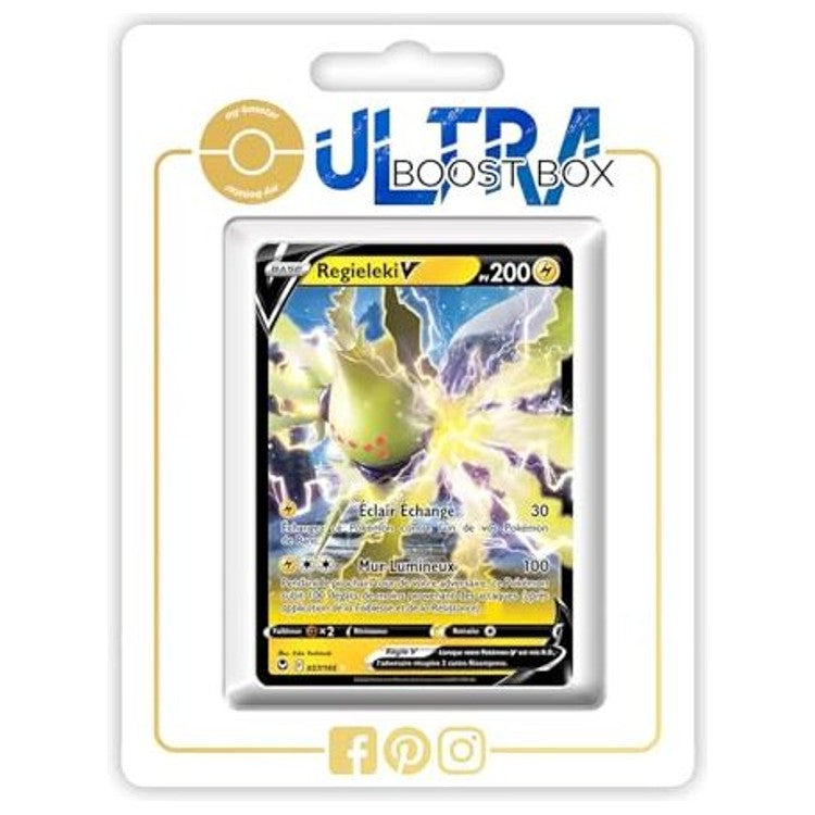 Carte Pokémon Regieleki V 057/195 Ultra Rare de l’extension Tempête Argentée Épée et Bouclier 12, vue de face en français