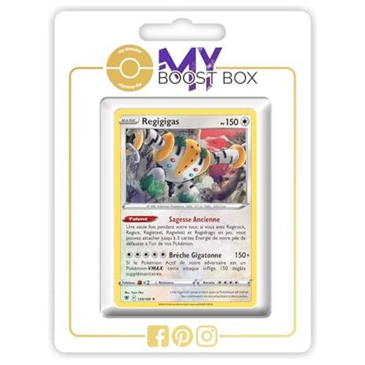 Carte Pokémon Regigigas 130/189 en version Holo ou Reverse de l’extension Astres Radieux Épée et Bouclier 10, vue de face détaillée.
