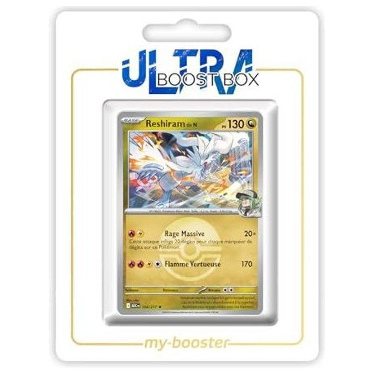 Carte Pokémon Reshiram de N 154/217 en version Reverse Pokéball, recto, issue de l’extension Héros Transcendants Méga-Évolution 2.5