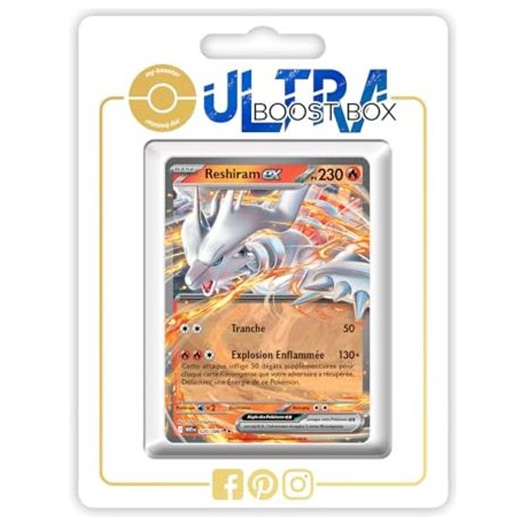 Carte Pokémon Reshiram ex 020/086 Ultra Rare de l’extension Flamme Blanche Écarlate et Violet 10.5, vue de face avec l’illustration complète.