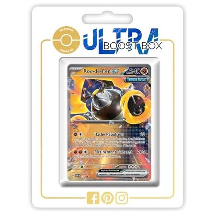 Carte Pokémon Roc-de-Fer ex SV147 ultra rare de l’extension Mascarade Crépusculaire Écarlate et Violet 06, vue de face avec l’illustration futuriste.