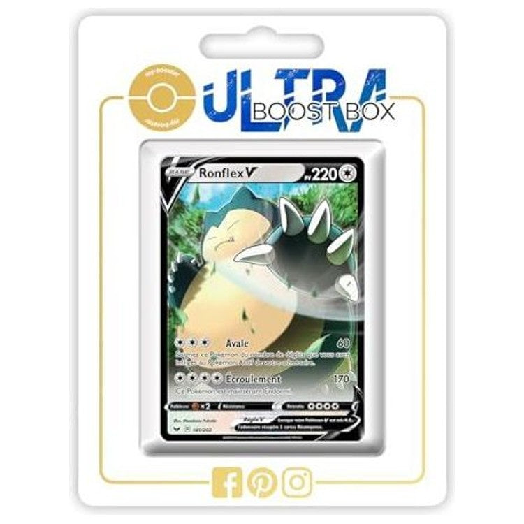 Carte Pokémon Ronflex V 141/202 en français, édition Épée et Bouclier 01, vue de face avec l’illustration complète du Pokémon Incolore endormi.