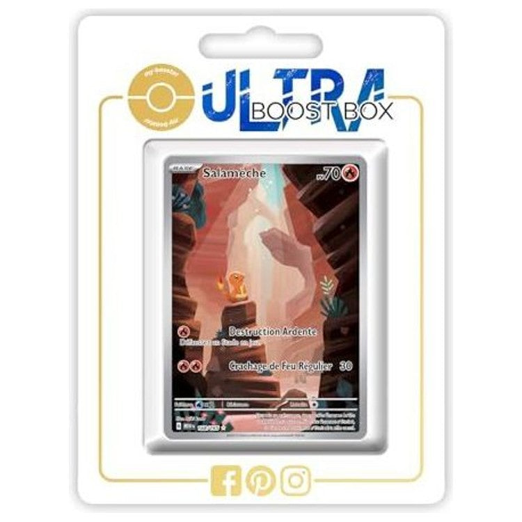 Carte Pokémon Salamèche 168/165 Alternative Pokémon Gallery Secrète Écarlate et Violet 3.5 151, vue de face en édition française officielle
